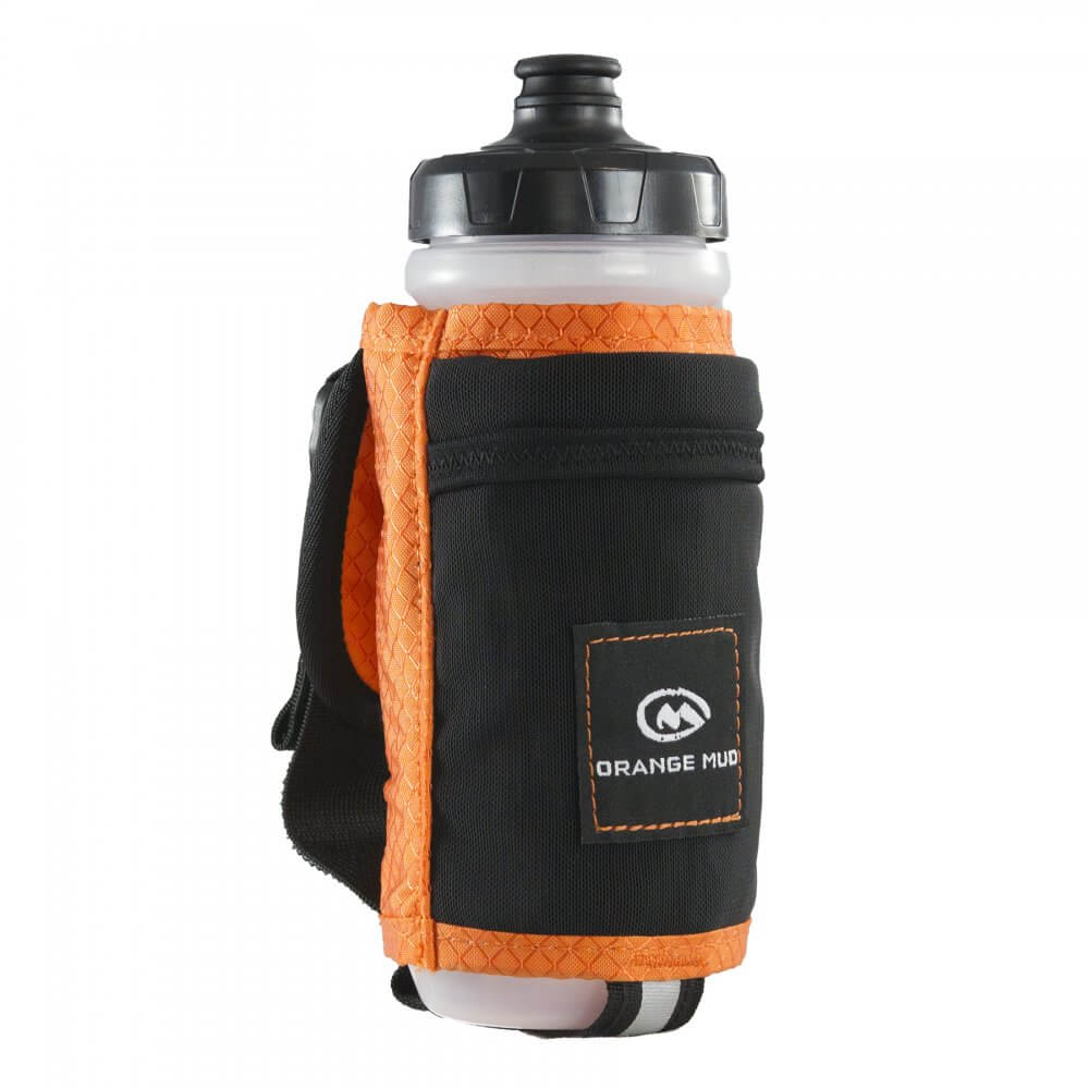 orange-mud-running-water-bottle-handheld-hydration-pack-orange-front-angle